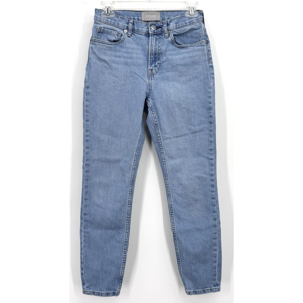 Everlane The Way High Jeans Straight Leg Size 26 Ankle Light Wash Stretch Denim